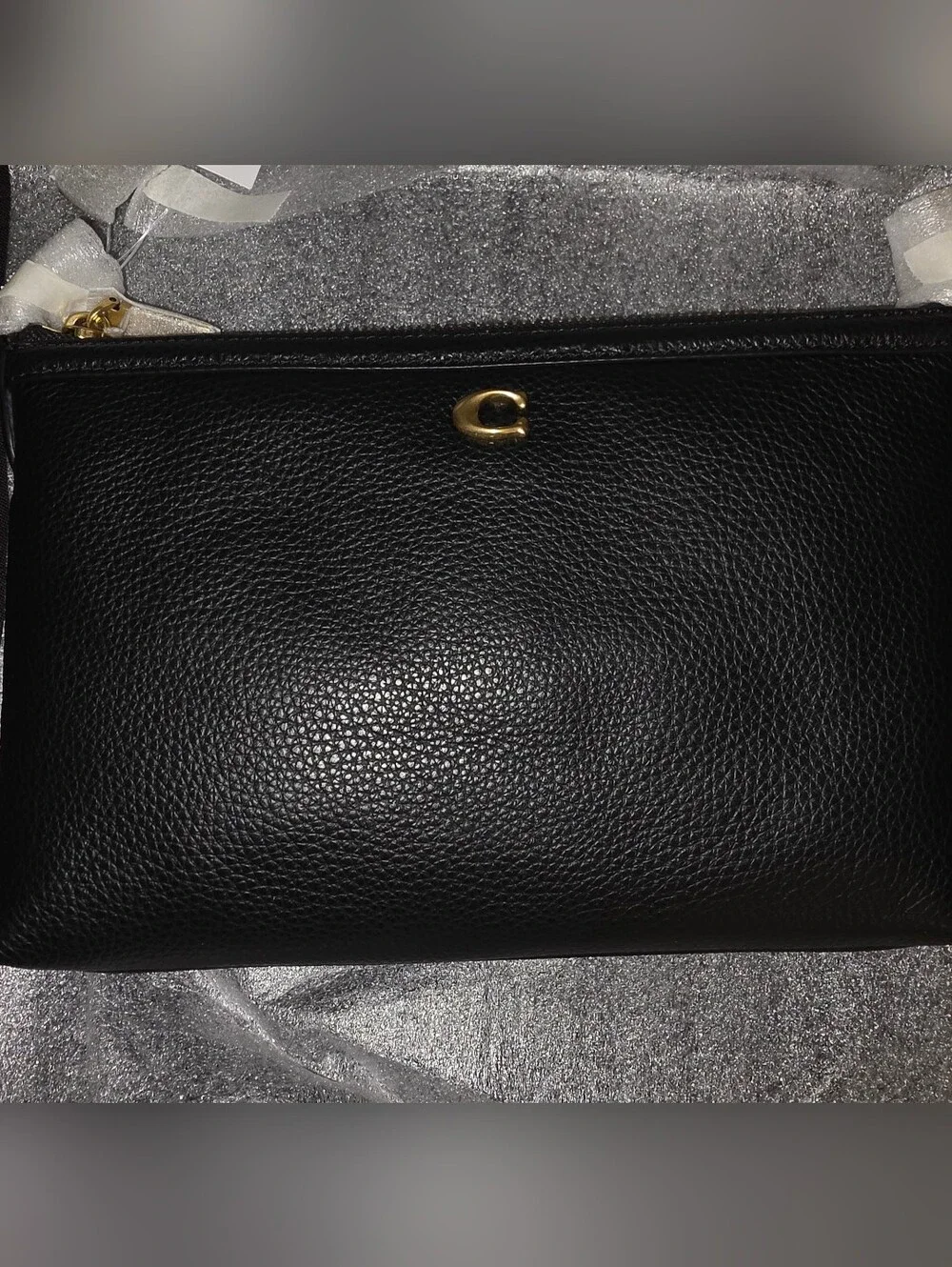 Coach Black Pebble Leather Crossbody with Gold Hardware